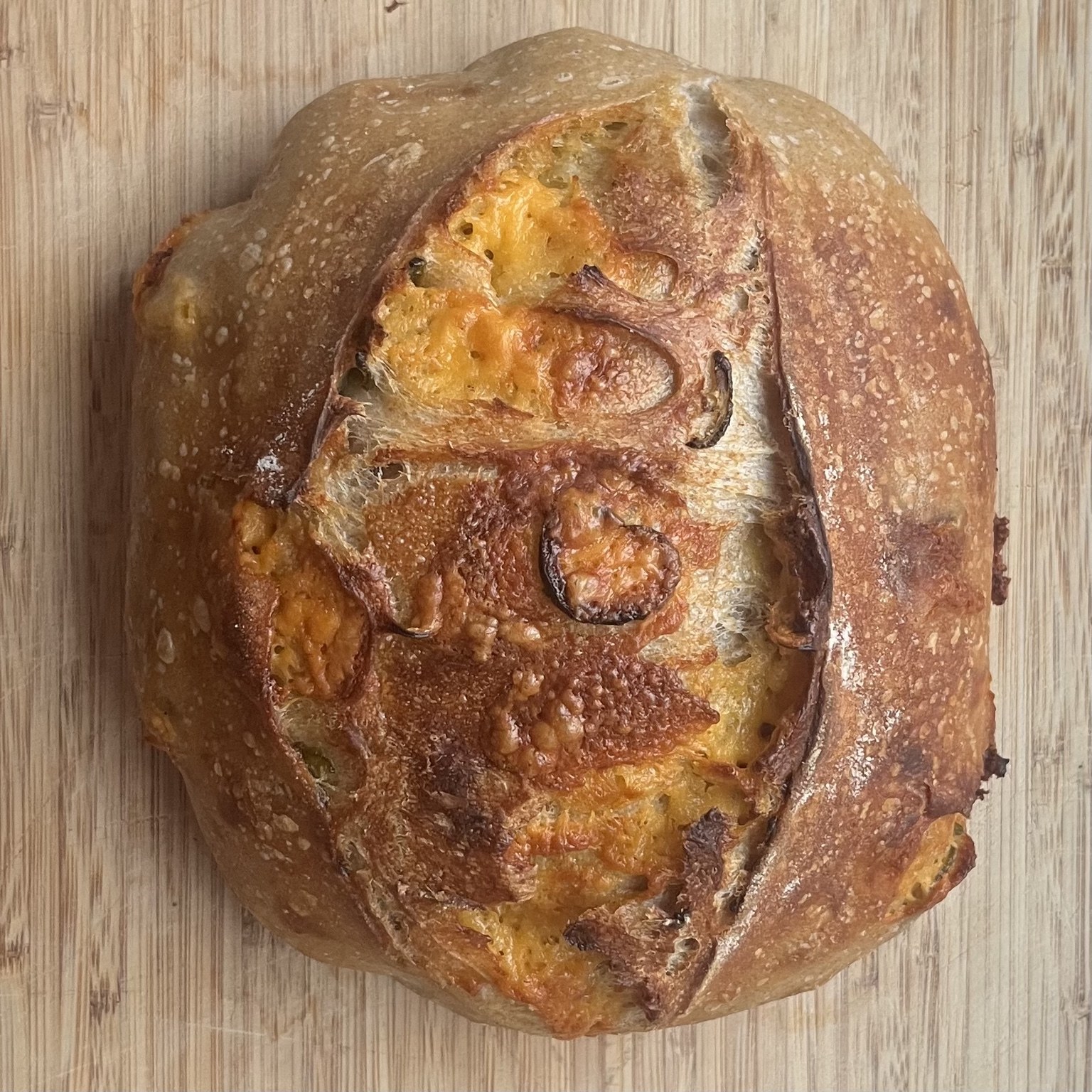 Cheddar jalapeño sourdough loaf